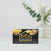 Exquisite Gold Zuhause Paint Spritzer Visitenkarte (Stehend Vorderseite)