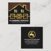 Exquisite Gold Zuhause Pipe Line Plumbing Quadratische Visitenkarte (Vorne/Hinten)