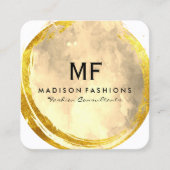 Exquisite Goldbrushfarbe mit Monogramm Quadratische Visitenkarte (Vorderseite)