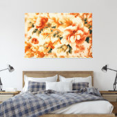 Exquisite Golden Brown Floral Leafe Leinwanddruck (Insitu (Schlafzimmer))