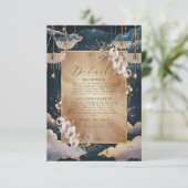 Exquisite Golden Chandelier Bloral Wedding Begleitkarte (Stehend Vorderseite)