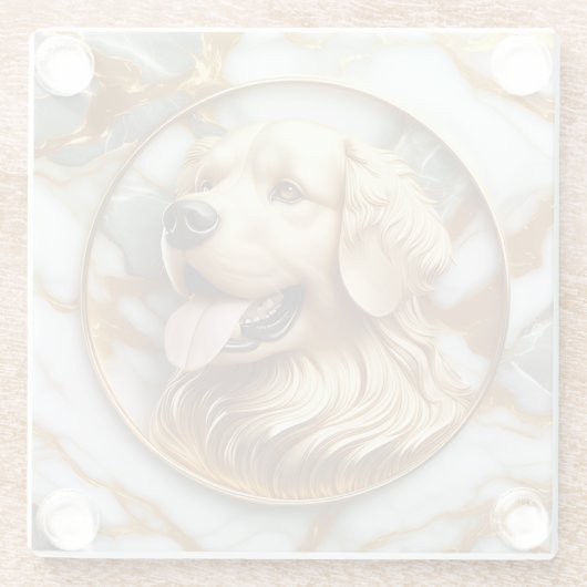Exquisite Golden Retriever Marbella Kunst, Dichtun Glasuntersetzer (Rückseite)