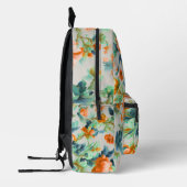 Exquisite Goldene Blume und blaue, grüne Blätter Bedruckter Rucksack (Links)