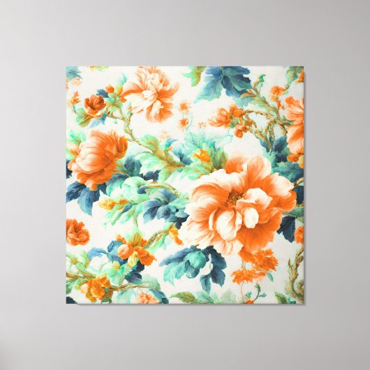 Exquisite Goldene Blume und blaue, grüne Blätter Leinwanddruck (Vorderseite)