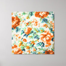 Exquisite Goldene Blume und blaue, grüne Blätter Leinwanddruck