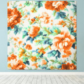 Exquisite Goldene Blume und blaue, grüne Blätter Leinwanddruck (Insitu (Holzboden))