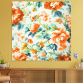 Exquisite Goldene Blume und blaue, grüne Blätter Leinwanddruck (Insitu (Wohnzimmer))