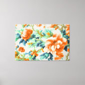 Exquisite Goldene Blume und blaue, grüne Blätter Leinwanddruck (Vorderseite)