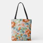 Exquisite Goldene Blume und blaue, grüne Blätter Tasche (Rückseite)