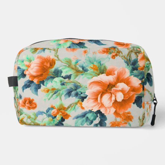 Exquisite Goldene Blume und blaue, grüne Blätter Waschbeutel (Vorderseite)