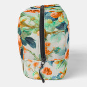 Exquisite Goldene Blume und blaue, grüne Blätter Waschbeutel (Rechts)