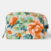 Exquisite Goldene Blume und blaue, grüne Blätter Waschbeutel (Rückseite)