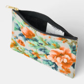 Exquisite Goldene Blume und blaue, grüne Blätter Zubehörtasche (Offen)