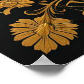 Exquisite Goldene Drachenfliege mit floraler Kunst Poster (Ecke)