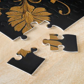 Exquisite Goldene Drachenfliege mit floraler Kunst Puzzle (Seite)