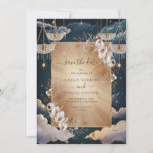 Exquisite goldene Kronleuchter Save the Date Einladung (Vorderseite)
