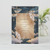 Exquisite goldene Kronleuchter Save the Date Einladung (Stehend Vorderseite)