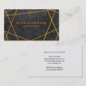 Exquisite Goldlinien Schwarz mit Schiefer Visitenkarte (Vorne/Hinten)