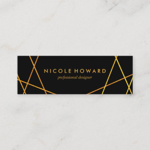 Exquisite Goldlinien Schwarz-weiß Mini Visitenkarte