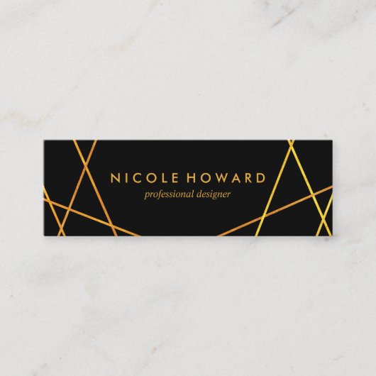 Exquisite Goldlinien Schwarz-weiß Mini Visitenkarte (Vorderseite)