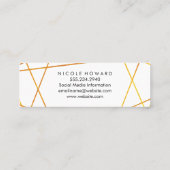 Exquisite Goldlinien Schwarz-weiß Mini Visitenkarte (Rückseite)