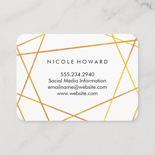 Exquisite Goldlinien Schwarz-weiß Visitenkarte (Rückseite)