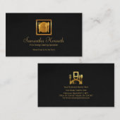 Exquisite Gray Grunge Gold Utensils Caterer Visitenkarte (Vorne/Hinten)