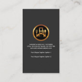 Exquisite Gray Tuxedo Anzug Waiter Gold Cutlery Visitenkarte (Rückseite)