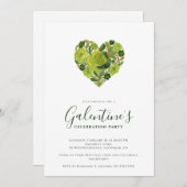 Exquisite Green Floral Heart Galentine's Day Einladung (Vorne/Hinten)