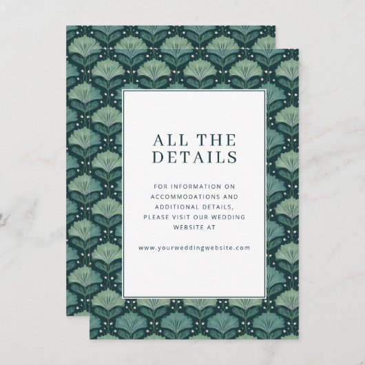 Exquisite Green Floral Pattern Begleitkarte (Vorne/Hinten)