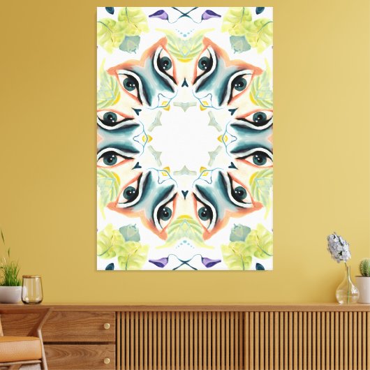 Exquisite handbemalt Boho Chic Greenerie Abstrakt Leinwanddruck (Insitu (Wohnzimmer))