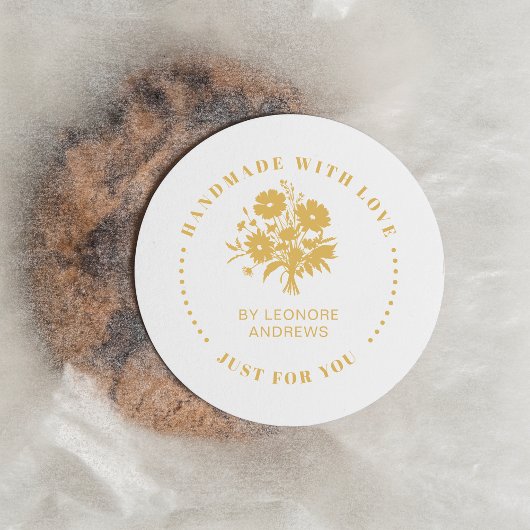 Exquisite handgemachte Fake Gold Business Blooms Runder Aufkleber