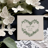 Exquisite Heart of Leaves & Wild Branches Wedding Gummistempel