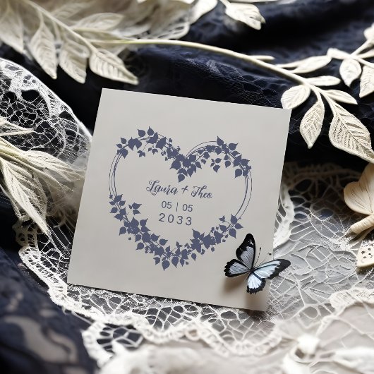 Exquisite Heart of Leaves & Wild Branches Wedding Gummistempel