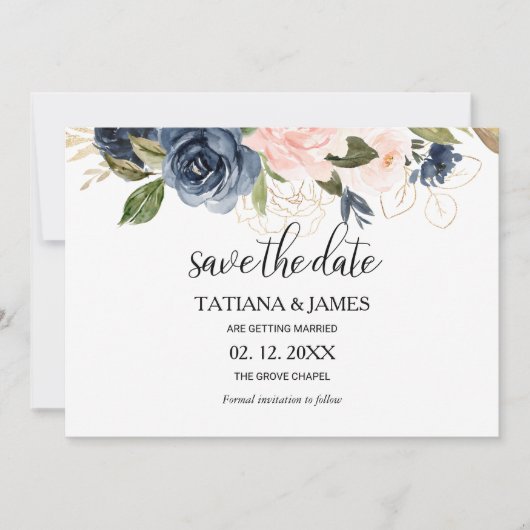 Exquisite Herbstblumenhochzeit Sichern Sie das Dat Einladung (Vorderseite)