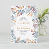 Exquisite Herbstwasser-Blätter Hochzeit Einladung (Stehend Vorderseite)