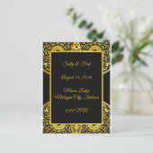 Exquisite High Resolution, Black And Gold Wedding Postkarte (Stehend Vorderseite)