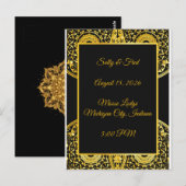 Exquisite High Resolution, Black And Gold Wedding Postkarte (Vorne/Hinten)