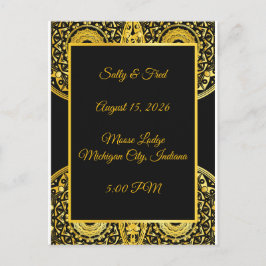 Exquisite High Resolution, Black And Gold Wedding Postkarte