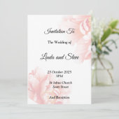 Exquisite Hochzeitseinladung, rosa Blume Einladung (Stehend Vorderseite)