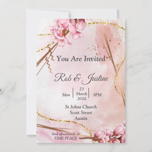 Exquisite Hochzeitseinladung, rosa, blumenreich Einladung (Vorderseite)