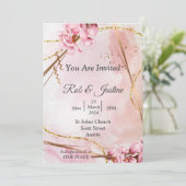 Exquisite Hochzeitseinladung, rosa, blumenreich Einladung (Stehend Vorderseite)