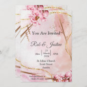 Exquisite Hochzeitseinladung, rosa, blumenreich Einladung (Vorne/Hinten)