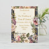 Exquisite Hochzeitsfeier an der Blumengrenze Einladung (Stehend Vorderseite)