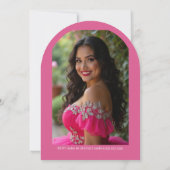 Exquisite Hot Pink Spanish Quinces Floral Border Einladung (Rückseite)