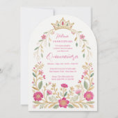 Exquisite Hot Pink Spanish Quinces Floral Border Einladung (Vorderseite)