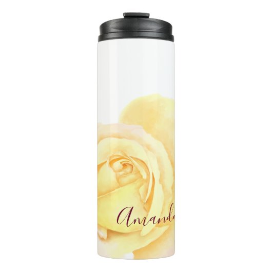 Exquisite Hübsche Gelbe Rose Thermosbecher (Vorderseite)