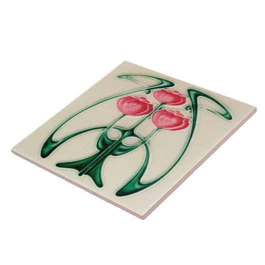 Exquisite Jugendstil floral Design Keramik Tile. Fliese (Seite)