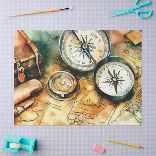 "Exquisite Kartographie: Adventure Awaits" Seidenpapier (Basteln)