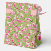 Exquisite Kirschblüten Florals auf Chartreuse Geschenkschachtel (Rückseite)